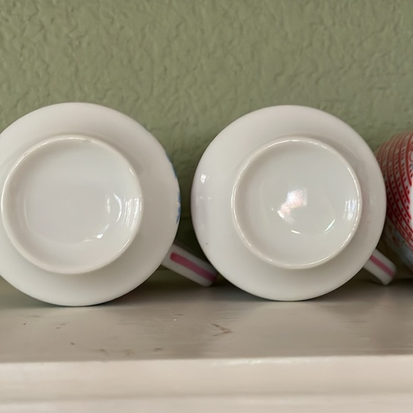 Vintage Set-of-4 Patchwork Quilt Design 8-ounce stackable porcelain mugs, Japan - Picture 10 of 14